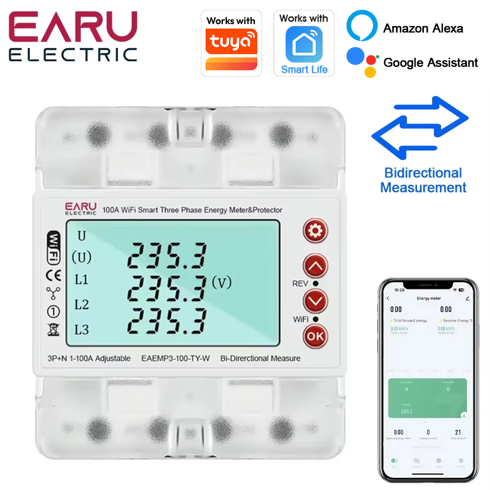 Energy Meter Bidirectional - Трехфазный счетчик электроэнергии Tuya WiFi AC380V