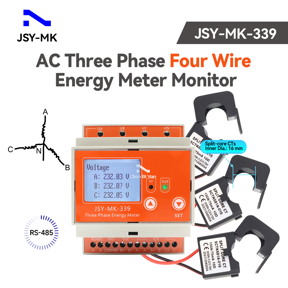 Energy Meter Bidirectional - JSY-MK-339 RS485 Двунаправленное измерение 150А Интеллектуальный