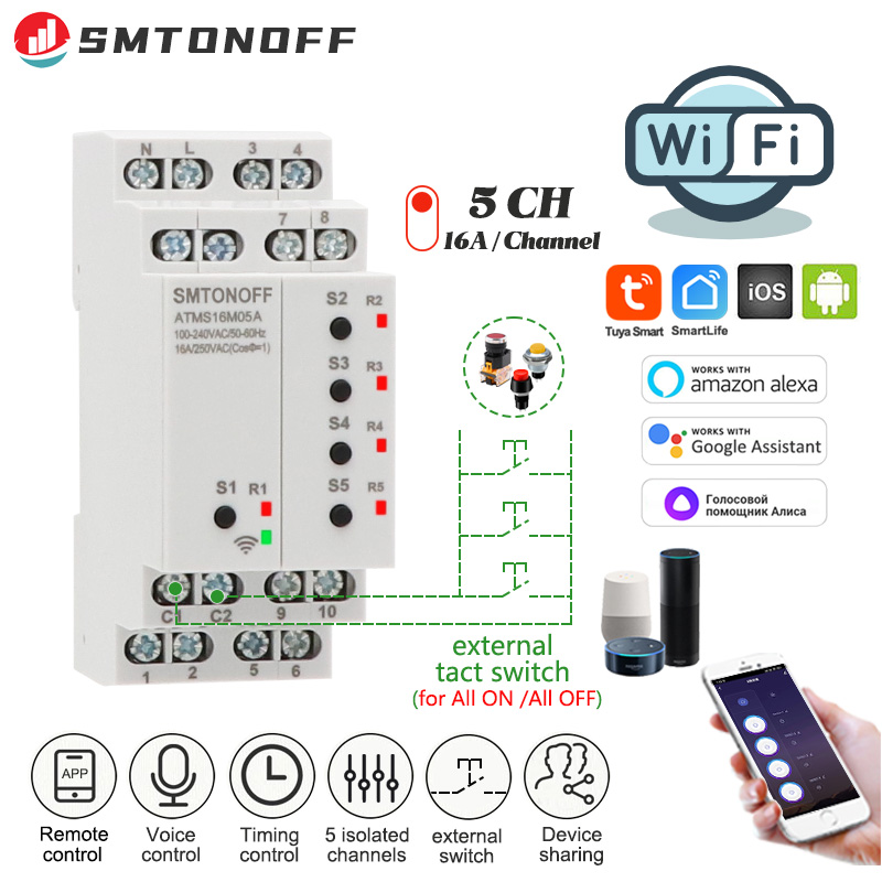 Energy Meter Bidirectional - Умный выключатель Tuya WIFI на 5