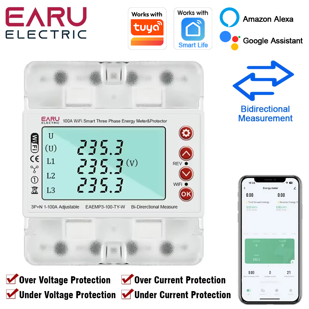Трехфазный WiFi-счетчик электр – обзор и цена Energy Meter Bidirectional