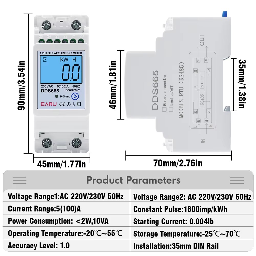 Энергомонитор EARU AC230V 50Hz – обзор и цена Energy Meter Bidirectional