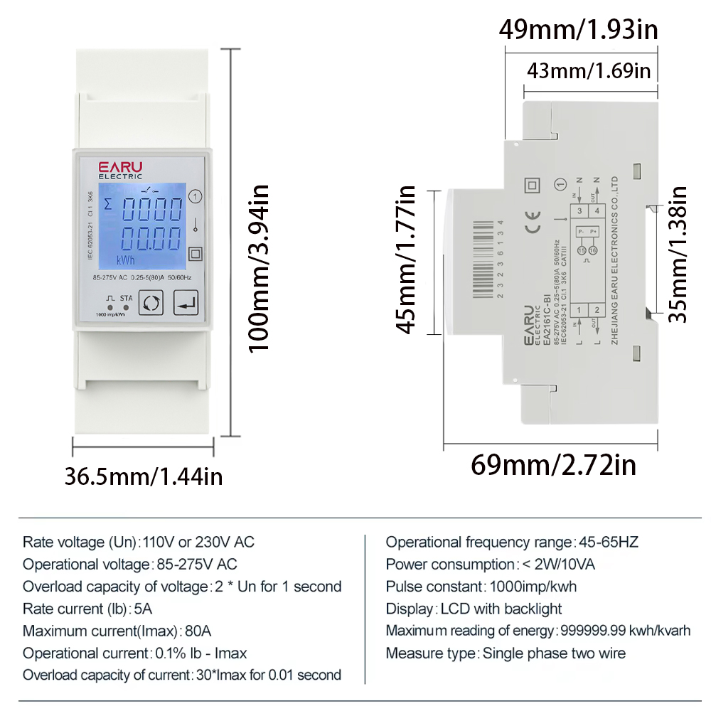 Счетчик энергии EARU AC 110В 2 – обзор и цена Energy Meter Bidirectional